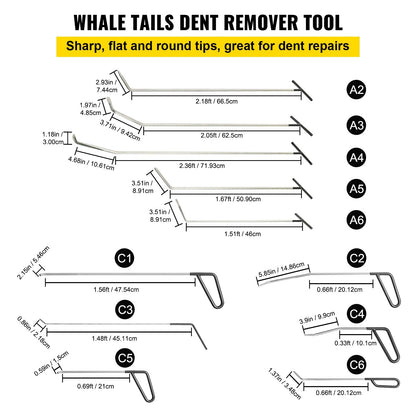 VEVOR Rods Dent Removal Kit, 21 Pcs Paintless Dent Repair Rods, Stainless Steel Dent Rods, Whale Tail Dent Repair Tools, Professional Hail Dent Removal Tool For Minor Dents, Door D - QCAHXFQTJQG22MPMOV0 - view 3