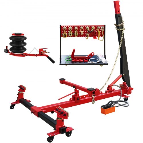 VEVOR Car Frame Puller Set, 6 Ton PSI Air Pump Frame Puller, 10000 PSI Foot-Operated Hydraulic Pump, 3 Ton Air Bag Jack, Auto Body Frame Straightener, with Double-Head Clamps And - QCJSQ-QDYYKJZH001V0 - view 1