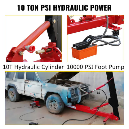VEVOR Car Frame Puller Set, 6 Ton PSI Air Pump Frame Puller, 10000 PSI Foot-Operated Hydraulic Pump, 3 Ton Air Bag Jack, Auto Body Frame Straightener, with Double-Head Clamps And - QCJSQ-QDYYKJZH001V0 - view 2