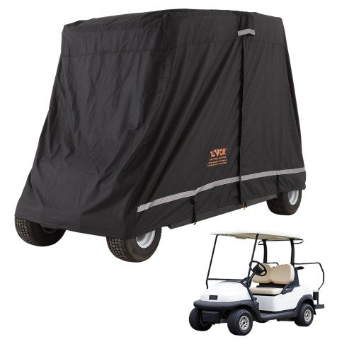 VEVOR 2+2 Passenger Golf Cart Cover, 600D Polyester Full Cover, Suitable for 2+2 Golf Carts, Waterproof, Sunproof, and Dustproof Outdoor Golf Cart Cover with Three Zipper Doors, - QFBSGEFCZGMD5CKQGV0 - view 1