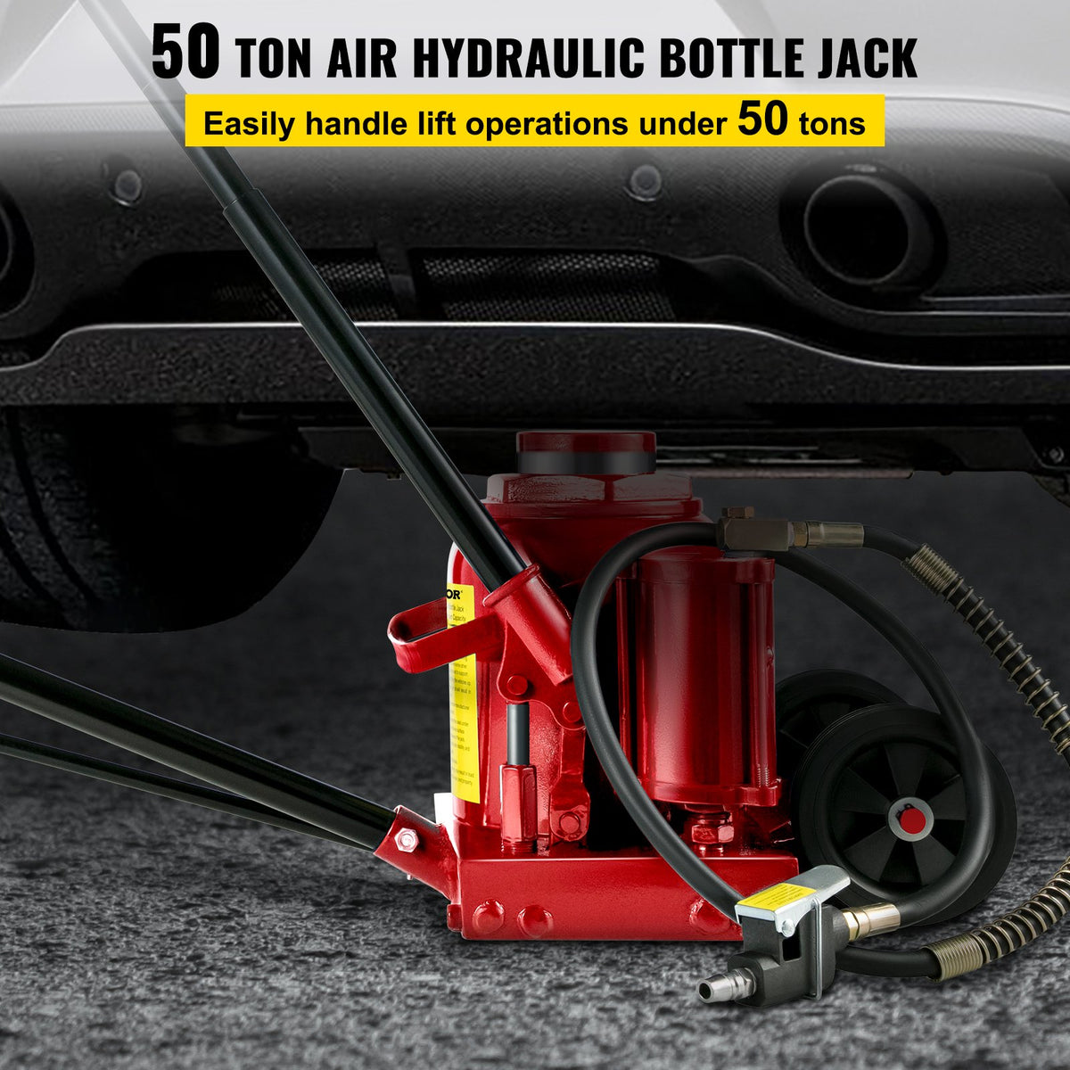 VEVOR Air Hydraulic Bottle Jack 50 Ton Bottle Jack 110231lbs Air Jack Rugged Steel Construction Heavy Duty for Auto Truck RV Repair Lift Tools - QJD50TSTSYYGS0001V0 - view 2