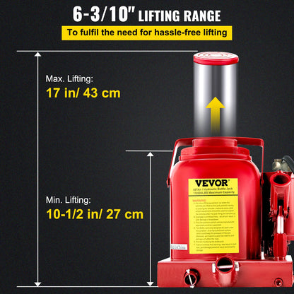 VEVOR Air Hydraulic Bottle Jack 50 Ton Bottle Jack 110231lbs Air Jack Rugged Steel Construction Heavy Duty for Auto Truck RV Repair Lift Tools - QJD50TSTSYYGS0001V0 - view 3