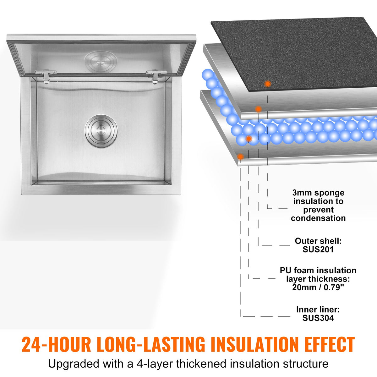 VEVOR Drop in Ice Chest - Select Your Configuration - QRSCBCFG20LXPDP5CV0 - view 3