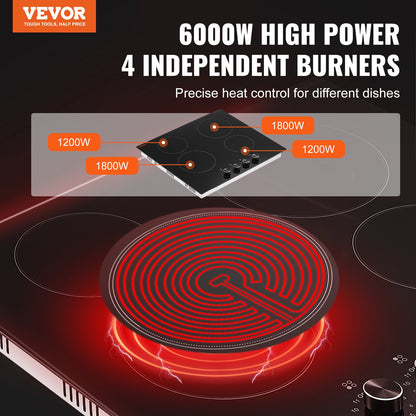 VEVOR Built-In Electric Cooktop - Select Your Configuration - QRSDTL6000WHL2YBTV4 - view 2