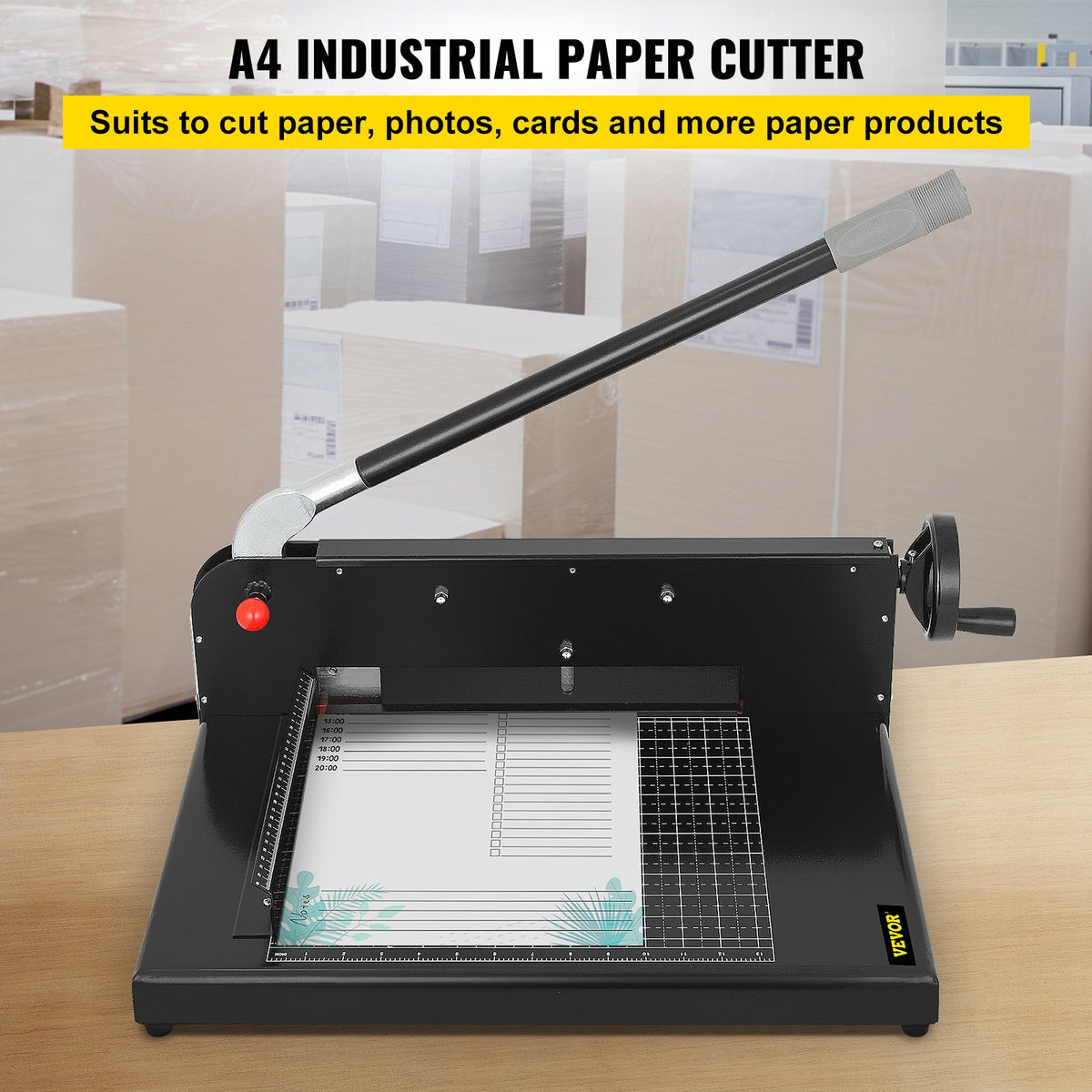 VEVOR Paper Cutter 12Inch A4 Commercial Heavy Duty Paper Cutter 300 Sheets 45HRC Hardness Stack Cutter Metal Base Desktop Stack Cutter for Home Office (A4) - QZJSG-299A4000001V0 - view 2
