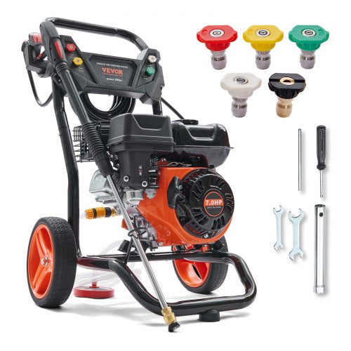 VEVOR Gas Pressure Washer, 3600 PSI 2.6 GPM, Gas Powered Pressure Washer with Copper Pump, Spray Gun and Extension Wand, 5 Quick Connect Nozzles, for Cleaning Cars, Homes, Driveways, Patios - R3600PSI26GPM7JARV0 - view 1