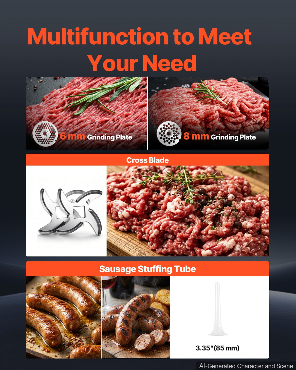 VEVOR Commercial Electric Meat grinder - Select Your Configuration - RJDTMC1100W3YOMFQV1 - view 3