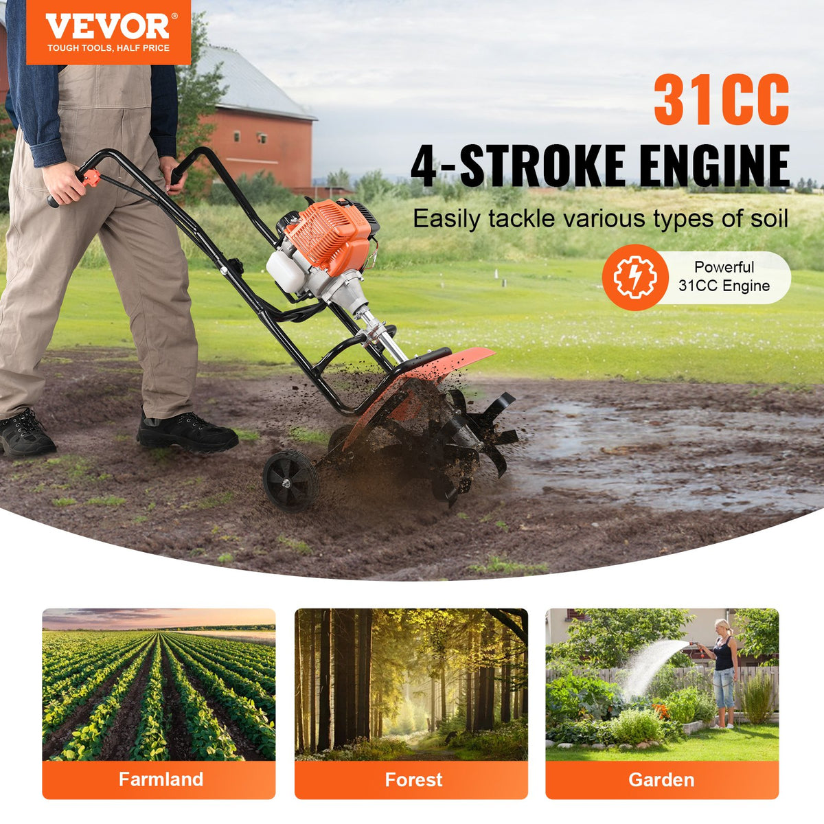 VEVOR Gas Powered Tillers - Select Your Configuration - RYGYJ31CCSCC2310JV0 - view 2
