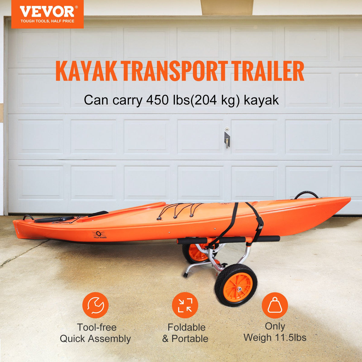 VEVOR Kayak Trailer - Select Your Configuration - S450LBS12INCHFZNLV0 - view 2