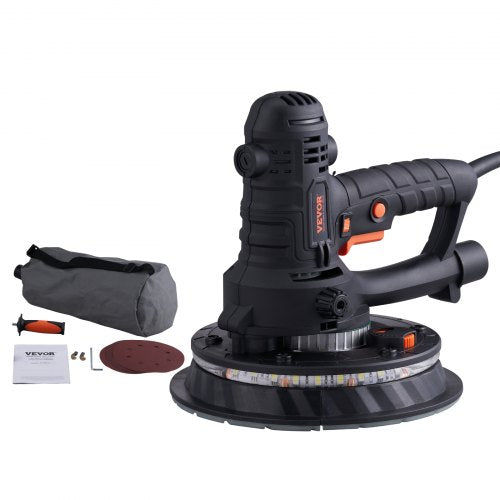 VEVOR Drywall Sander, 800W Electric Sander with 12 Sanding Discs, Variable Speed 1200-2300 RPM Wall Sander with Automatic Vacuum Dust Collection System, Double LED Lights, Dust Bag, Detachable Edge - SCSGQS800WLEDMW1IV1 - view 1