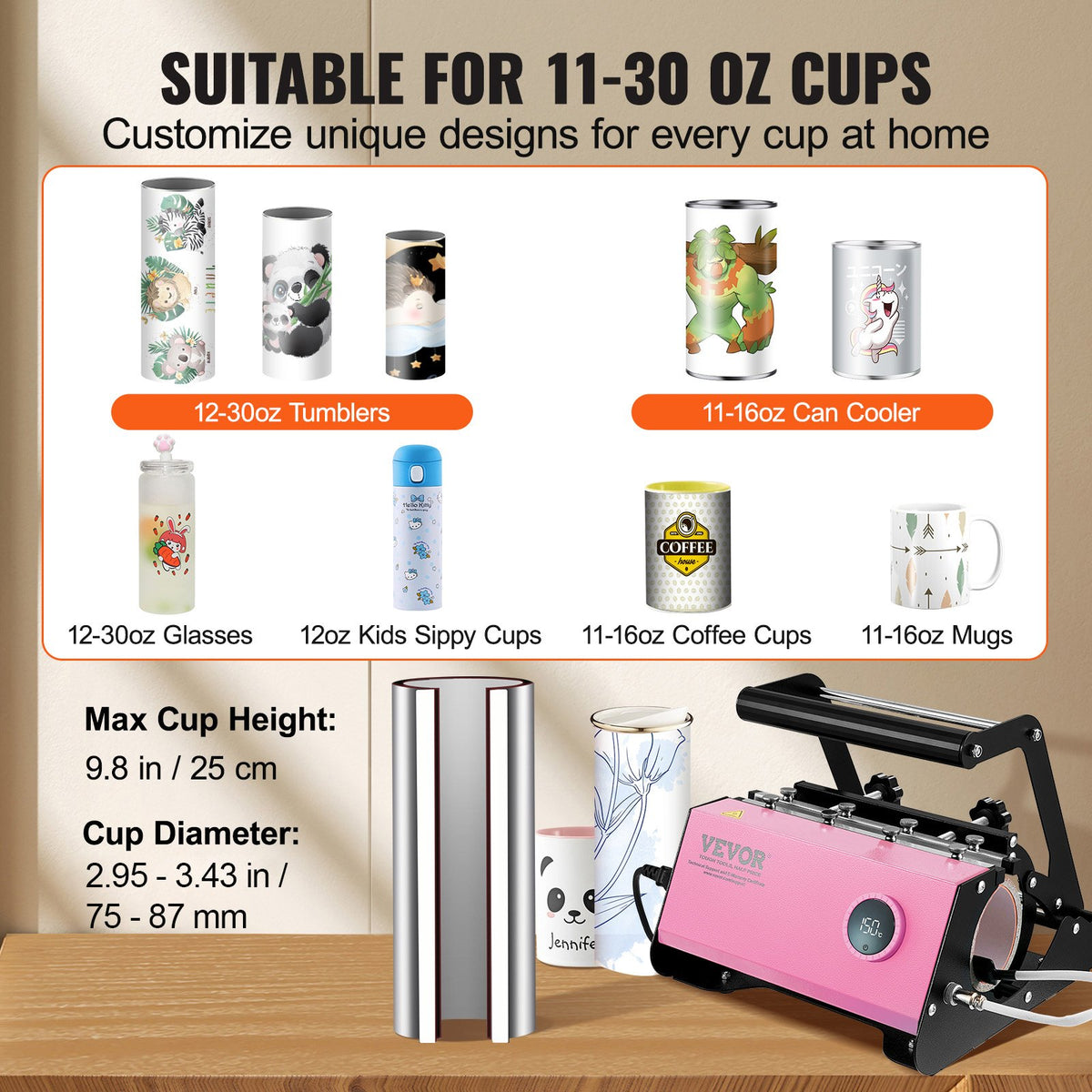 VEVOR Manual Mug Heat Press - Select Your Configuration - SDAYKBJFS600KXXHRV1 - view 2