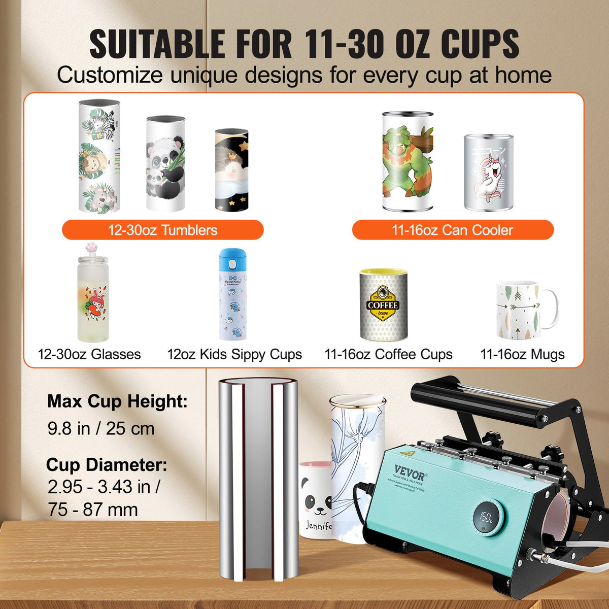 VEVOR Manual Mug Heat Press - Select Your Configuration - SDAYKBJLS600DEWBMV1 - view 2