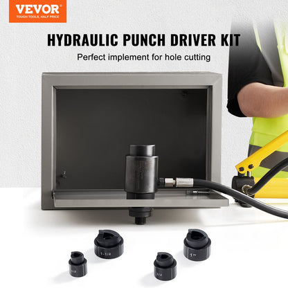 VEVOR Hydraulic Knockout Punch Kit, 4 Pieces 1/2", 3/4", 1", 1-1/4" Conduit Hole Cutter Set, Metal Sheet Driver Tools, KO Tool Kits For Aluminum, Brass, Stainless Steel, - SDDKQCTX140CR2SQBV0 - view 2