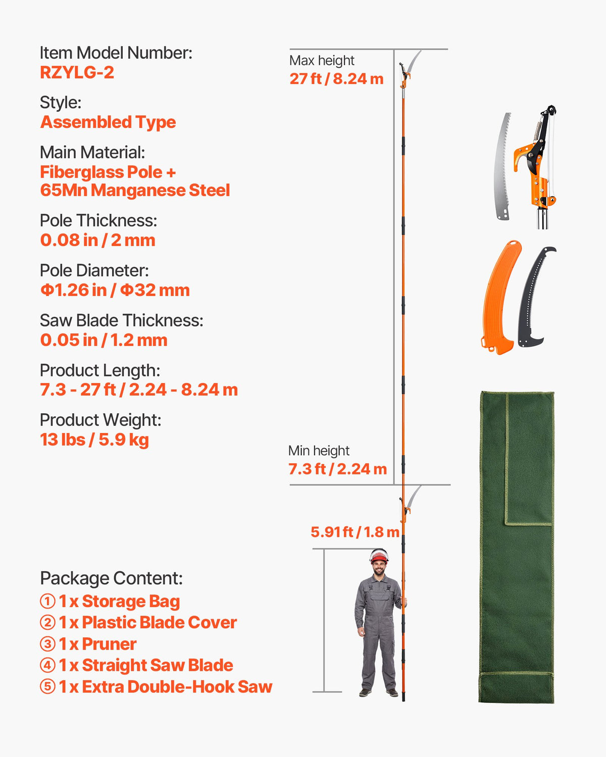 VEVOR Tree Pruners - Select Your Configuration - SDGZJBXZZK8M8K9PGV0 - view 2