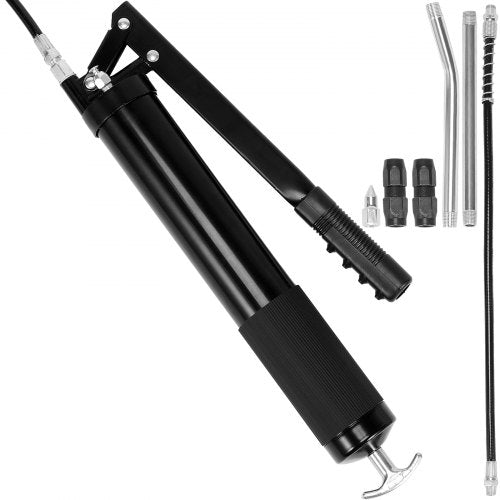 VEVOR Grease Gun, 10000 PSI Max. Working Pressure, 20 OZ / 600 CC Capacity Heavy Duty Lever Action Grease Gun Kit, Includes 18.5 Inch Flexible Hose, 2 Black Flat Couplers, and 1 Straight Metal Pipes - SDHYQGGSW18IN6SQRV0 - view 1