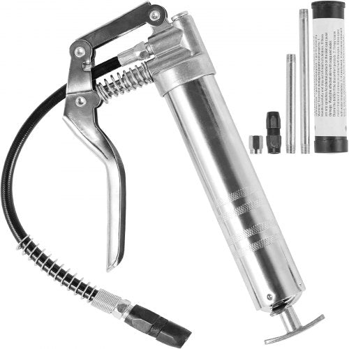 VEVOR Pistol Grip Grease Gun, 3500 PSI, 4 OZ / 120 CC Capacity Heavy Duty Professional Grease Gun, with 11.65 Inch Flexible Hose 2 Black Flat Couplers, 1 Reinforced Nozzle, and 2 Rigid Metal Pipes - SDHYQSQSW12INN429V0 - view 1