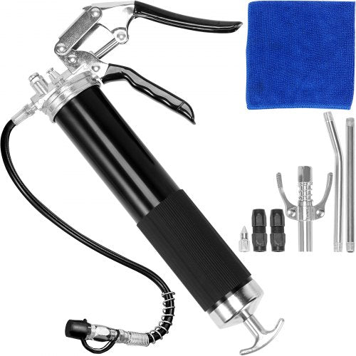 VEVOR Pistol Grip Grease Gun, 6000 PSI, 14 OZ / 400 CC Capacity Heavy Duty Professional Grease Gun, with 19.69 Inch Flexible Hose 2 Black Flat Couplers, 1 Pointed Coupler, and 2 Rigid Metal Pipe - SDHYQZXSQSY1820J2V0 - view 1