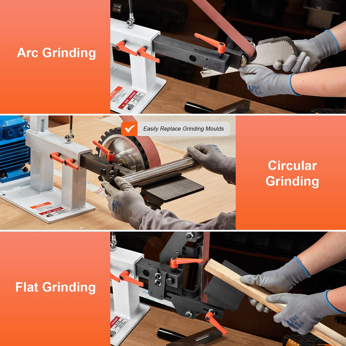 VEVOR Variable-Speed Belt Grinder - JLD10-5, 72 x 2 inch - product view 3