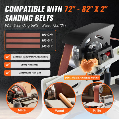 VEVOR Variable-Speed Belt Grinder - JLD10-7, 72 - 82 x 2 in - product view 2