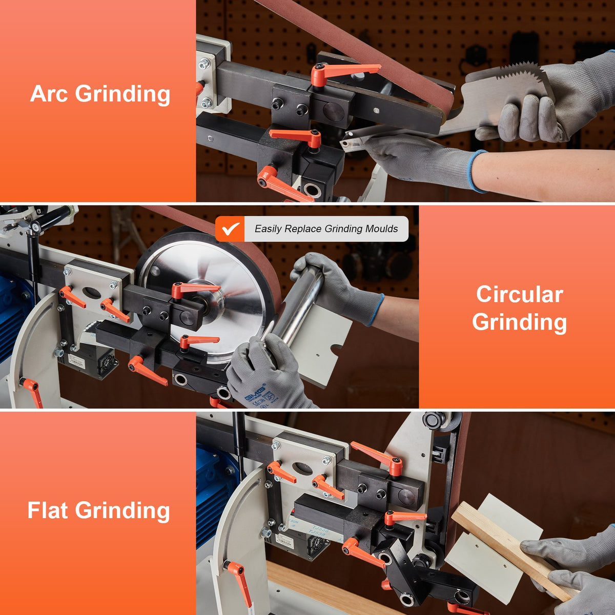 VEVOR Variable-Speed Belt Grinder - JLD10-7, 72 - 82 x 2 in - product view 3
