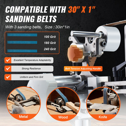 VEVOR Variable-Speed Belt Grinder - JLD10-8, 30 x 1 inch - product view 2