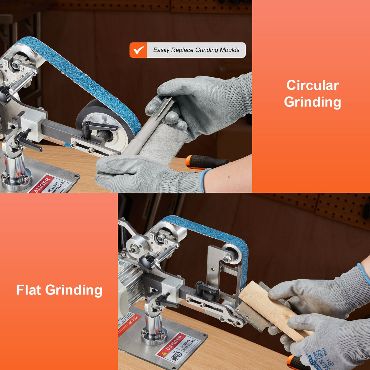 VEVOR Variable-Speed Belt Grinder - JLD10-8, 30 x 1 inch - product view 3