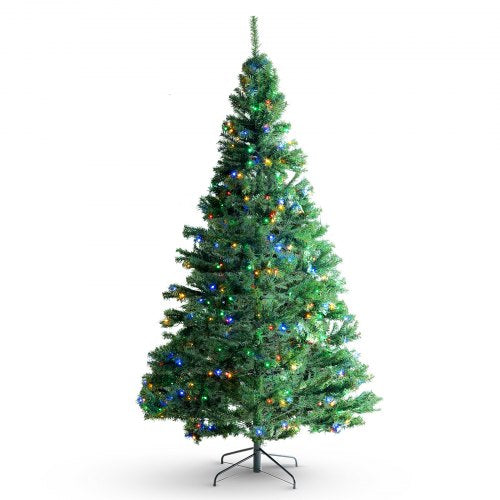 VEVOR Christmas Tree, 6.5ft Prelit Artificial Xmas Tree, Full Holiday Decor Tree with 450 Multi-Color LED Lights, 1227 Branch Tips, Metal Base for Home Party Office Decoration Tested to UL Standards - SDSDSLED65YCBP8M8V1 - view 1
