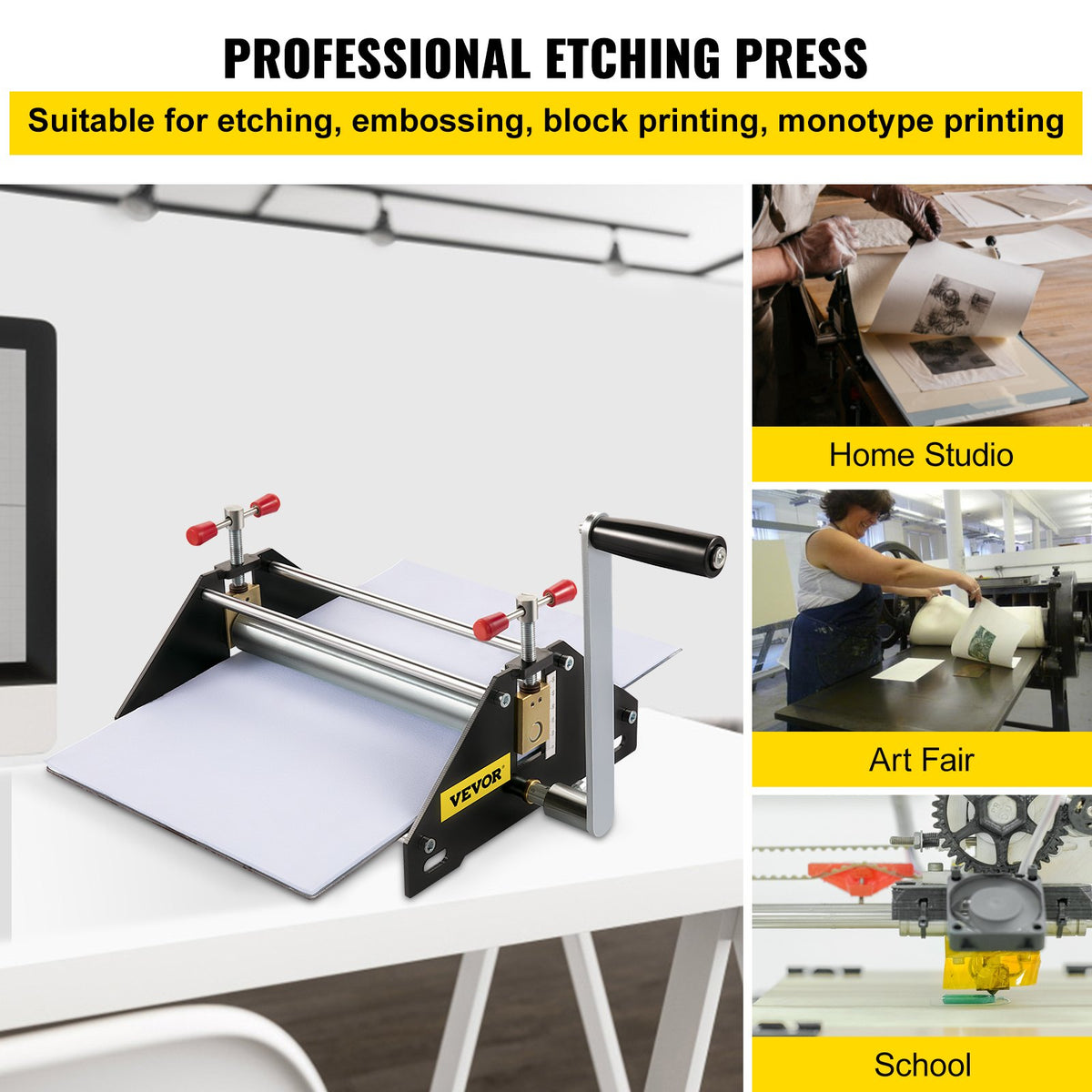 VEVOR Basic Etching Press, Printing Size 11"L x 10"W x 6.8"H, All Metal Construction Etching Press, Professional Printmaking Press for Monotype Printmaking and Etching - SDSKJ7WSFACXQC1XFV0 - view 2