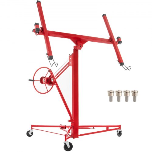 VEVOR Drywall Rolling Lifter Panel, 11ft Sheetrock Lift Drywall Lift, 150lb Weight Capacity Panel Hoist Jack Tool, Steel Material with Telescopic Arm & 3 Lockable Wheels, 48x192 - SGBSJJHSB11FTXATNV0 - view 1