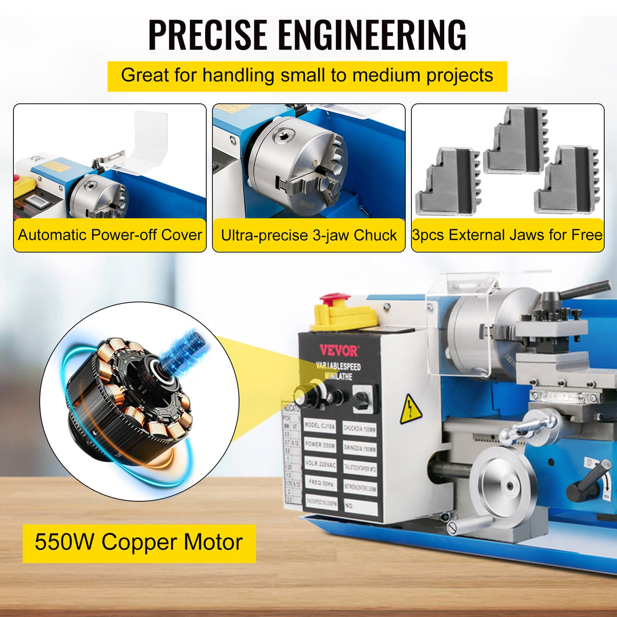 VEVOR Metal Lathes - Select Your Configuration - SJ7X1455006184EKKV5 - view 3