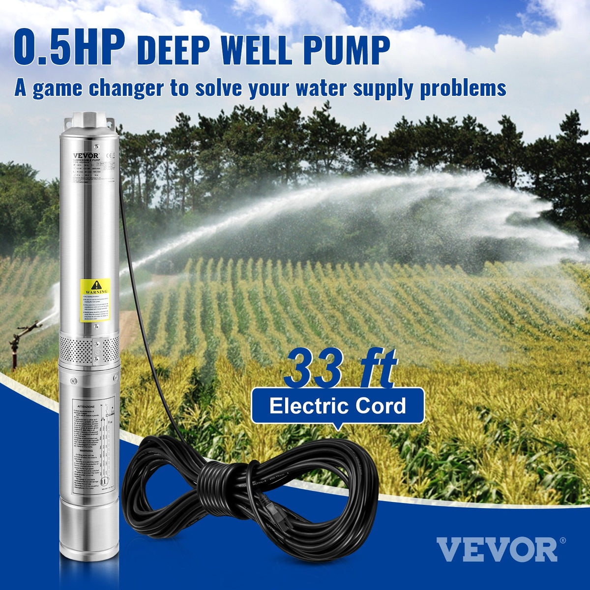 VEVOR AC Deep Well Pumps - Select Your Configuration - SJQSBNZMC05HPPECMV1 - view 2