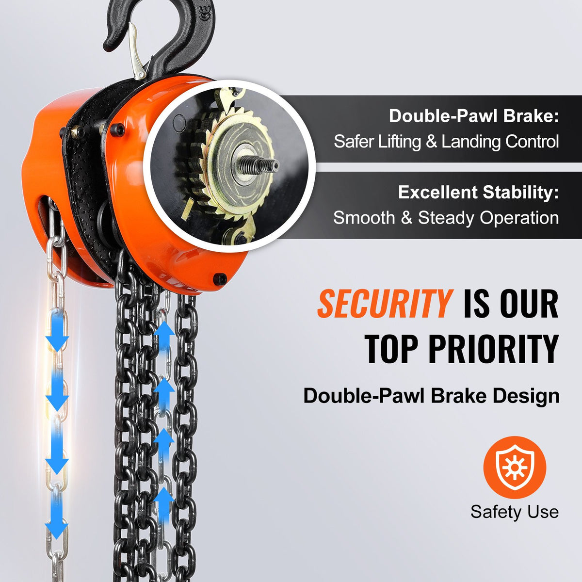 VEVOR Manual Gear Chain Hoists - Select Your Configuration - SJXSLHL1T10FTHEG5V0 - view 3