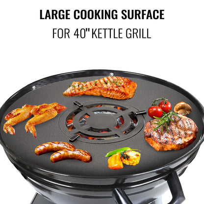 VEVOR 40" Replacement BBQ Grill Griddle Grate, Carbon Steel Griddle Grill with Center Grate, Easy Maintenance Grate Insert For 18 Inch Kettle BBQ, Griddle Grill Attachment for Roun - SKJZJ40YC00000001V0 - view 2