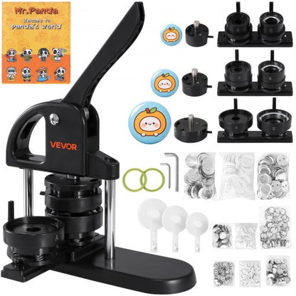 VEVOR Button Maker, 1/1.25/2.28 inch(25/32/58mm) 3-IN-1 Pin Maker, with 300pcs Button Parts, Button Maker Machine with Panda Magic Book, Ergonomic Arc Handle Punch Press Kit, For Children DIY Gifts - SL253258MM300D5JWV0 - view 1