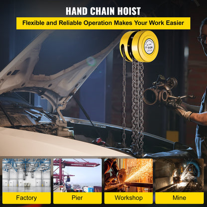 VEVOR Hand Chain Hoist, 2200 lbs /1 Ton Capacity Chain Block, 15ft/4.5m Lift Manual Hand Chain Block, Manual Hoist with Industrial-Grade Steel Construction for Lifting Good in Tran - SLHLHSY1T4.5MNF13V0 - view 2