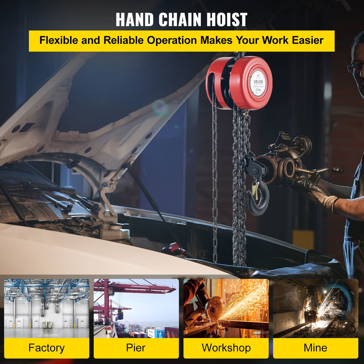 VEVOR Manual Gear Chain Hoists - Select Your Configuration - SLHLHSY2T2.5MYRA2V0 - view 2