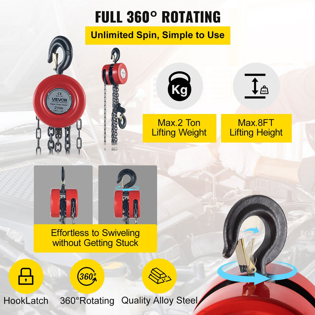 VEVOR Manual Gear Chain Hoists - Select Your Configuration - SLHLHSY2T2.5MYRA2V0 - view 3