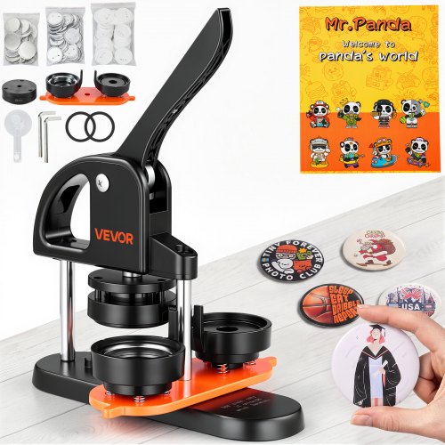 VEVOR Button Maker Machine, 2.28 inch/58mm Pin Maker with 100pcs Button Parts, Ergonomic Arc Handle Punch Press Kit, Button Maker with Panda Magic Book, For Children DIY Gifts and Christmas - SLKXZJ58MM100NXJ1V0 - view 1