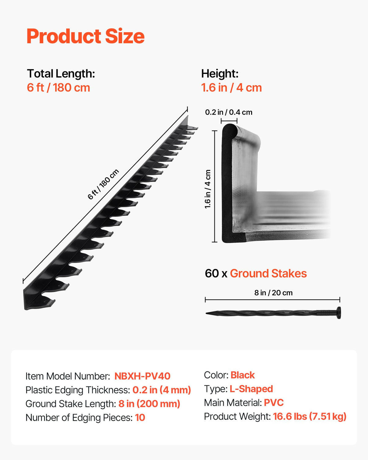 VEVOR Plastic Edging - Select Your Configuration - SLPZ60FT17INI2F4Y001V0 - view 3