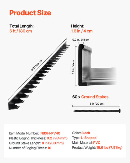 VEVOR Plastic Edging - Select Your Configuration - SLPZ60FT17INI2F4Y001V0 - view 3