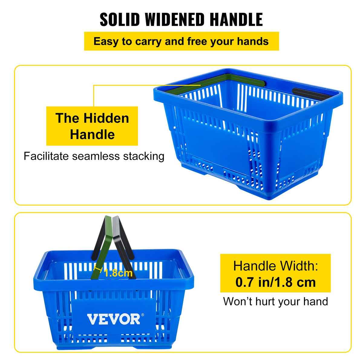 VEVOR Handheld Shopping Baskets - Blue, 12 Pack - product view 3