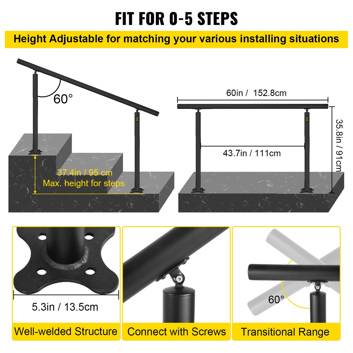 VEVOR Stair Handrails - Select Your Configuration - SNLZSLZYGL5FT1GTPV0 - view 3