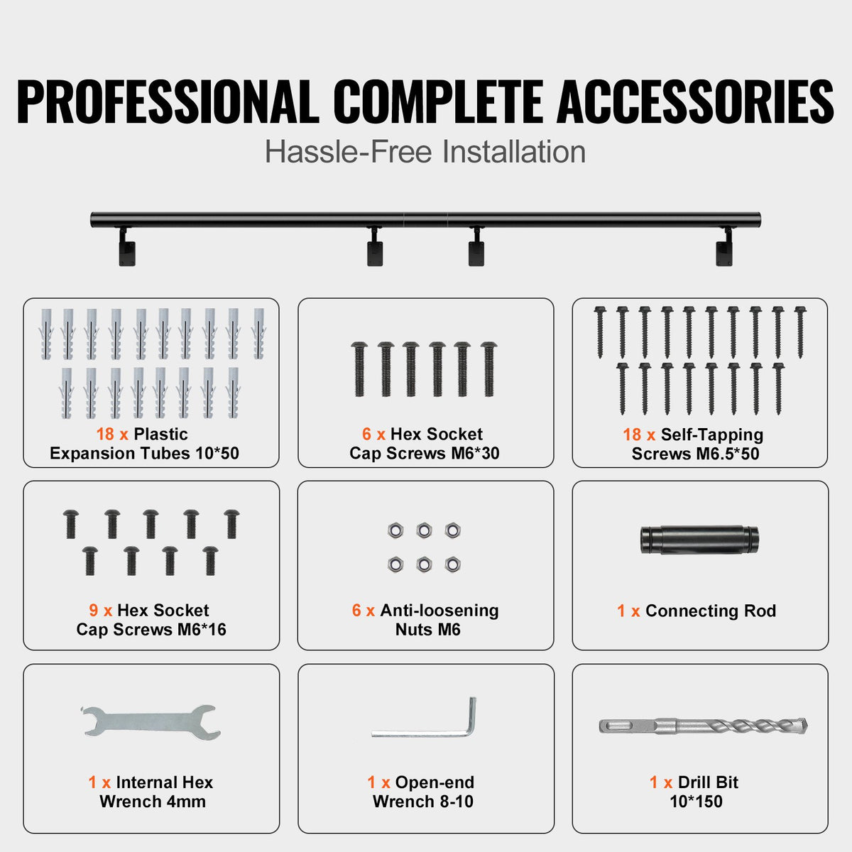 VEVOR indoor wall mounted stair handrail - Select Your Configuration - SNLZYX12FT5CM7RZ1V0 - view 3