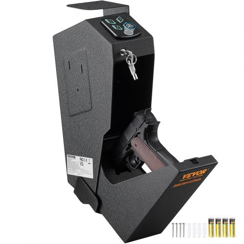 VEVOR Mounted Gun Safe for Pistols, Biometric Gun Safe with Three Quick Access Ways of Fingerprints, Passwords and Keys, Handgun Safe for 1 Pistol for Home, Bedside, Nightstand, Wall - SQJCD0000000XXFXMV0 - view 1
