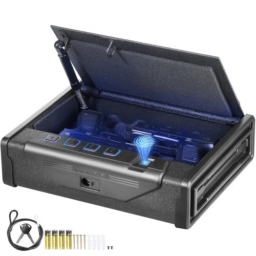VEVOR Gun Safe for Pistols, Biometric Gun Safe with Three Quick Access Ways of Fingerprints, Passwords and Keys, Handgun Safe for 2 Pistols for Home, Bedside, Nightstand, Car - SQJSK0000000I2P0ZV0 - view 1