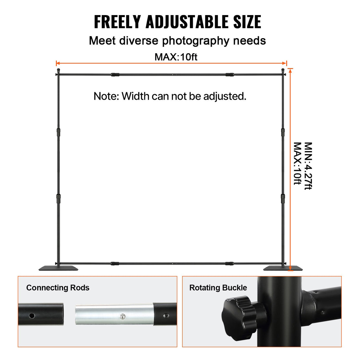 VEVOR Backdrop Stands - Select Your Configuration - SSBJZSJL10FTA18ERV0 - view 3