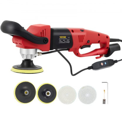 VEVOR Wet Polisher Grinder, Variable Speed 4\" & 5\" Diamond Polishing Pads, Buffing Machine with 78.7\" Water Pipe Adapter & Splash Shield, Electronic Concrete Stone for Title - SSPGJXZSM110VMK70V1 - view 1