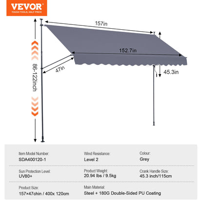 VEVOR Retractable Patio Awnings - Select Your Configuration - SSSZYPHSLZS1S1U9KV0 - view 3