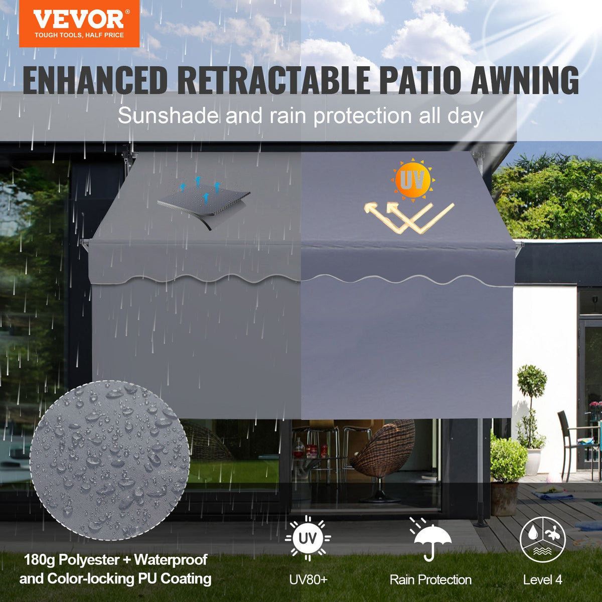 VEVOR Retractable Patio Awnings - Select Your Configuration - SSSZYPHSLZS7QYB12V0 - view 2