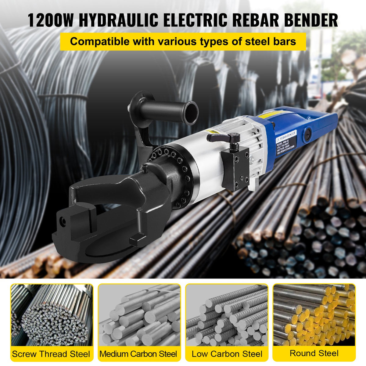 VEVOR Electric Rebar Bender, Hand Held Hydraulic Rebar Bending Machine - STGJWQJXDYSD22M11V1 - view 2